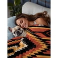 thumbnail image 3 of Aztec Southwest King Size Flat Sheet, Wrinkleproof & Fadeproof Cooling Flat Bed Sheet Only, Orange Black Boho Tribes Abstract Breathable Soft Bedding Top Sheets 105 x 98 Inches, 3 of 8
