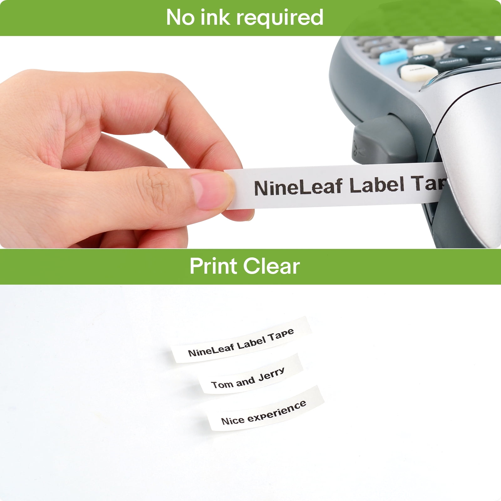 NineLeaf 10PK Compatible for DYMO LetraTag Refills 91330 12mm 1/2'' Black on White Paper Label Maker Tape