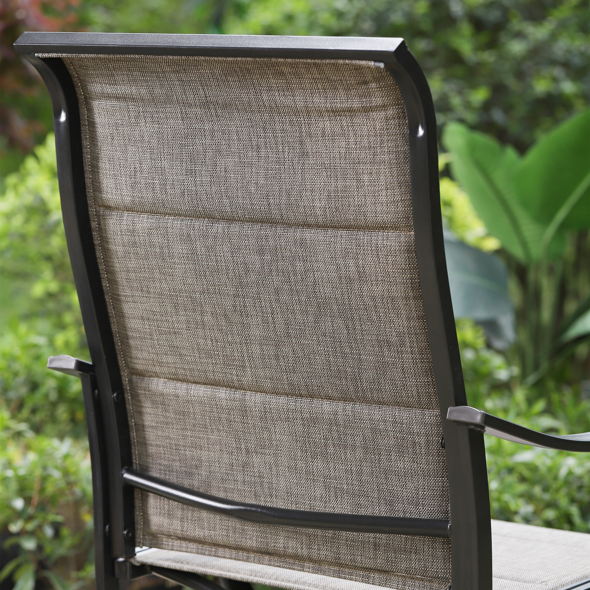 MF Studio Set of 2 High-Back Swivel Outdoor Dining Chairs with Padded Textilene Seat, Black & Dark Brown - image 4 of 11