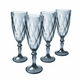 thumbnail image 1 of Juego 4 Copas de Vidrio Cristal para Champaña Vino Agua Color Azul Cobalto, 1 of 6