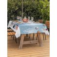 thumbnail image 2 of Outdoor Tablecloth with Umbrella Hole and Zipper, Blue Gnomes Christmas Rectangle Table Cloth 60x84 Inch Waterproof Tablecloth, Snowflake Xmas Tree Ball Gifts Picnic Table Cover for Patio Camping, 2 of 7