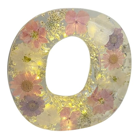 

Desheus Floral Resin Night Light Decorative Lamp Letter Shaped Transparent Soft Glow Flicker Free Bedside Lamp Desktop Decoration