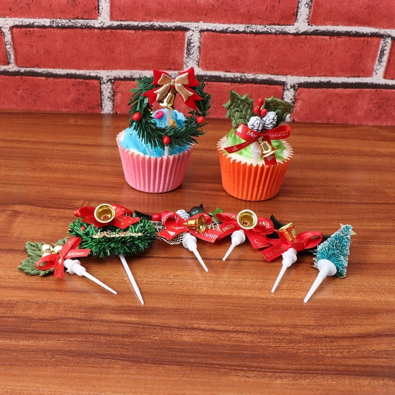 FOMIYES 8Pcs Christmas Cake Decorations Assorted Color Cupcake and Cake Toppers