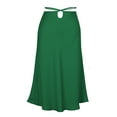thumbnail image 7 of IROINNID Women's Casual Fashion Zipper Skirt Lace Navel Temperamental Commute Skirt Below The Knee Elastic Waist tail Solid Color Skirt, 7 of 7