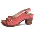 thumbnail image 4 of Block Heel Sandals for Women 2026 Summer Trendy Pu Leather Open Toe Slingback Heeled Dressy Sandals, 4 of 9