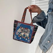 Traditional Women Tote Bag, Travel Bag, Handmade Casual Handbags for Outdoor , Blue F