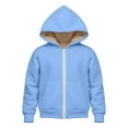 thumbnail image 4 of CPNG Boys Girls Sherpa Lined Zip Up Hoodie Kids Fleece Jacket Thick Coat with Hood and Front Pockets Casual Hooded Sweatshirt Trendy Clothing Fall Winter Warm Outerwear, 4 of 7