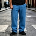 thumbnail image 7 of Gamivast Cargo Sweatpants for Men with Multiple Pockets Soft Heavyweight Baggy Loose Fit Open Bottom Utility Pants for Work Streetwear Travel Lounge and Everyday Casual Wear Blue L, 7 of 7