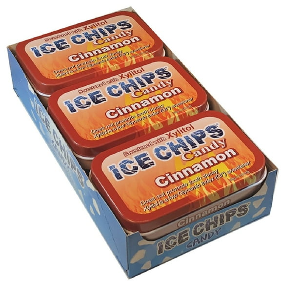 ICE CHIPS Xylitol Candy, Cinnamon (6 Tins)