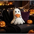 thumbnail image 5 of 15" Ghost Shaped Throw Pillow with Pumpkin Print, Soft Spooky Decor Polyester Plush Stuffed Cushion for Halloween Sofa Bedroom Party, 5 of 5
