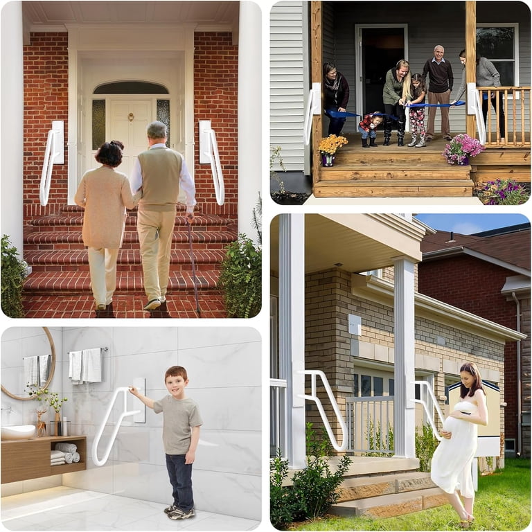 Upgraded U-Shaped Stair Handrail - 22.8in Safety Grab Bar For Indoor & Outdoor Steps