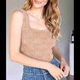 thumbnail image 4 of Tops Cortos de Tirantes Anchos con Cuello Cuadrado para Mujer, Tops Florales para Salir, Tops Cortos Ajustados con Ribete en Forma de Lechuga, Marrón M, 4 of 6