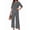 Gray, variant on Women'S Asymmetric Hem Pants Set Elegant Fashion Casual Button Sleeve Shirt Loose Two Piece Outfit White M