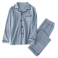 thumbnail image 2 of MSJUHEG Pajama Sets For Women 2 Piece Womens Pajamas Women Long Sleeve Like Silk Pajamas Two Piece Sets Solid Color Leisure Silk Pajamas For Women Gray Xxl, 2 of 7