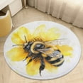 thumbnail image 4 of Happy Cute Bees Floral Medallion Round Rug - Small Round Area Rug, Soft Non-Slip Machine Washable Bedroom Mat Indoor Accent Entry Carpet for Office Desk Dorm Hallway, 4 of 6