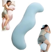 Pea Pod Body Pillow for Side Sleepers, Cooling Ergonomic Body Align Pillow, Soft S-Shaped Full Body Support Pillows for Adults, Hip & Leg Support(Blue,80cm/31.5in)