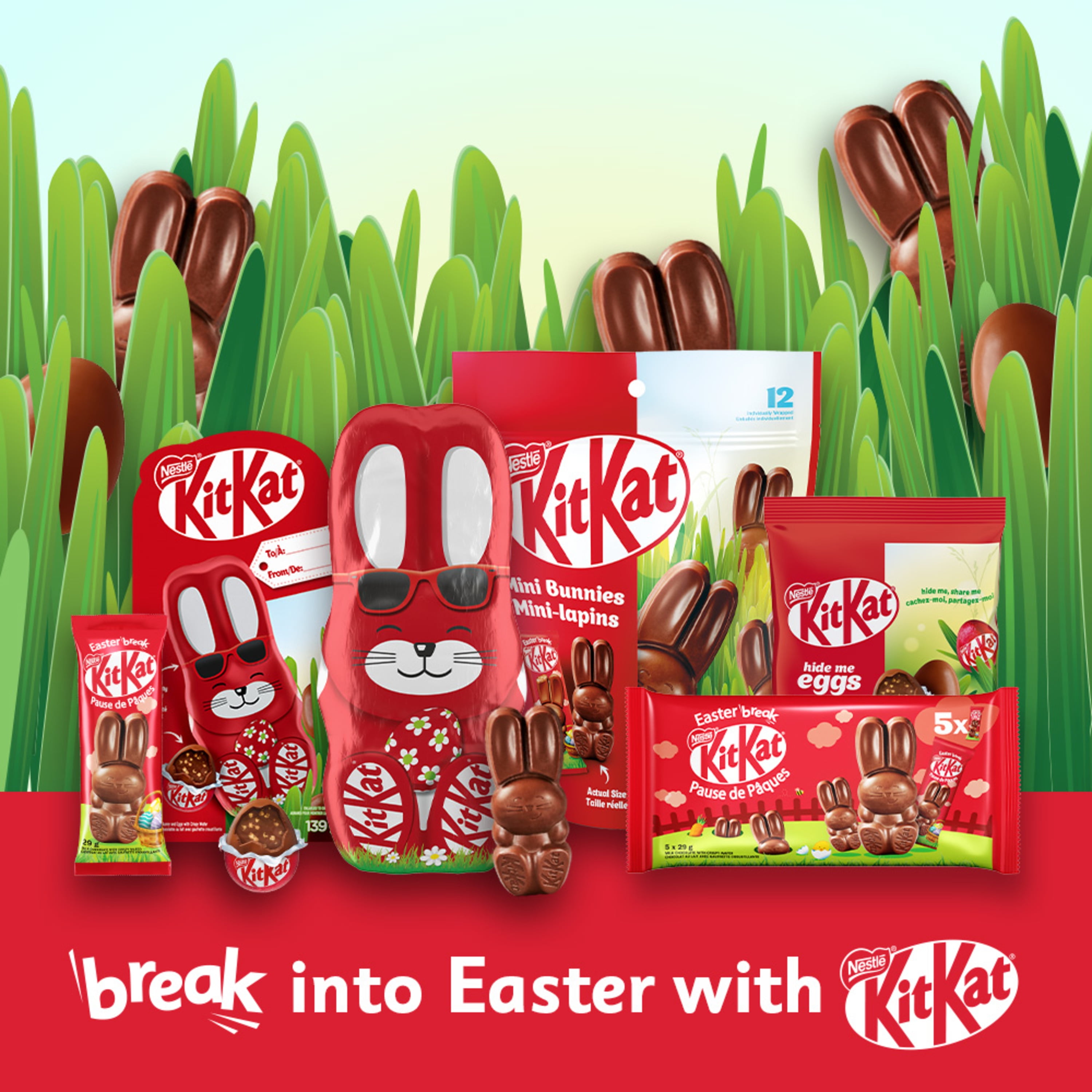 Œufs à cacher, œufs miniatures en chocolat au lait remplis de gaufrette croustillante KITKAT emblématique, parfaits pour chasses aux œufs et paniers de Pâques, emballés individuellement