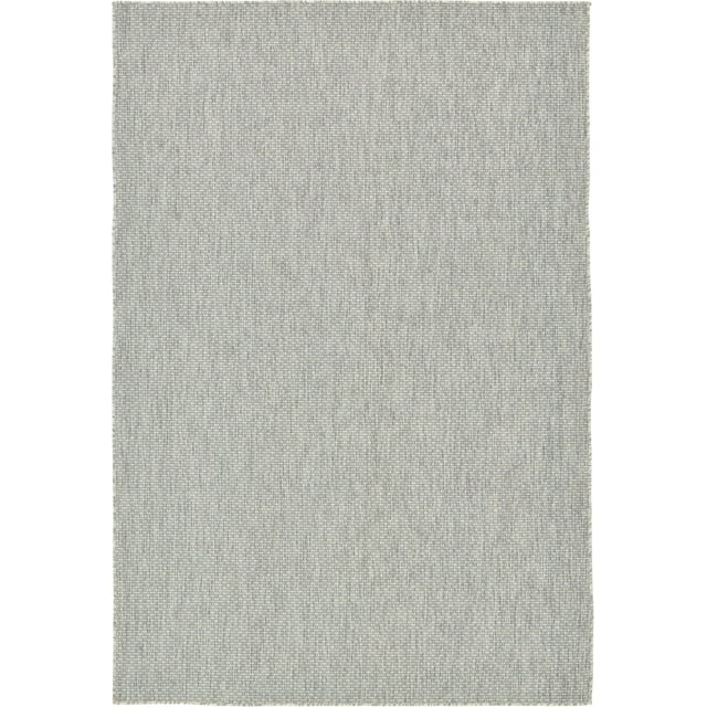 Unique Loom Solid Collection Casual Transitional Indoor and Outdoor Flatweave Area Rug, 6' x 9', Light Gray/Gray
