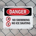 thumbnail image 4 of No Swimming No Ice Skating OSHA Danger Aluminum Sign 18 Inch x 12 Inch - 5 Pack, 4 of 8