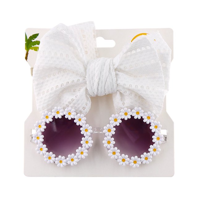 2 unids/set Margarita flor gafas de sol con nailon elástico diadema para bebé Bohemia playa gafas de sol de playa niños Puff sombreros con lazo Sincero Electrónica