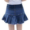 thumbnail image 3 of Women Denim Skirts Short Casual Slim A-line Pleated Ruffle, 3 of 4