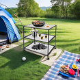 thumbnail image 4 of 3 Tier Movable Dining Cart Outdoor BBQ Food Prep Table Kitchen Serving Table Stainless 31.49*24.02*33.46in, 4 of 20