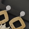 thumbnail image 2 of 1 par de pendientes colgantes estilo bohemio exagerado con flecos y trenza de ratán retro, con borlas, para mujer (blanco), 2 of 7
