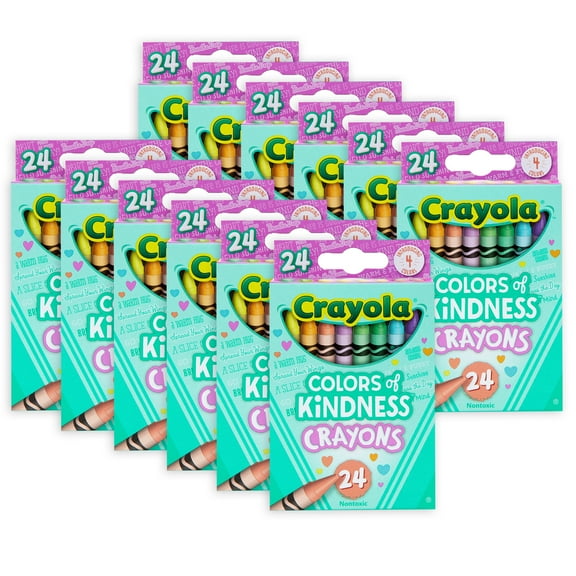 Crayola Colors of Kindness Crayons, 24 Per Pack, 12 Packs