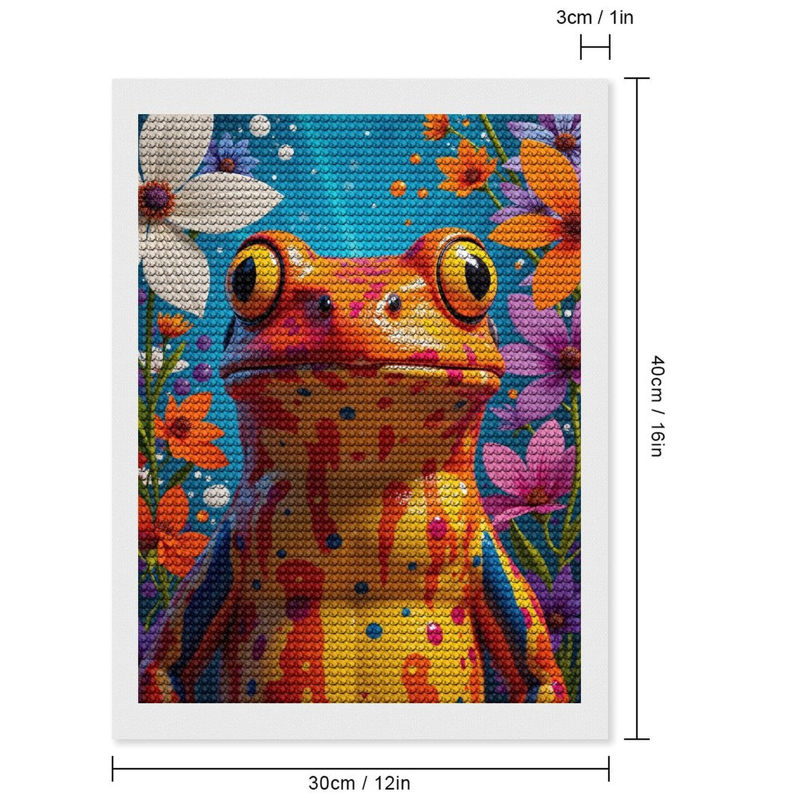 Diamond Art Kits for Adults, Colorful Frog Surrounded By Flowers 5D Diamond Painting Kits for Adults Beginners, DIY Full Drill Diamond Painting, Gem Art and Crafts 12x16