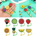 thumbnail image 3 of Ensemble de 10 Couvre-Pailles en Silicone en Forme de Plante Fruitière, Capuchon de Couvercle de Paille, Ensemble de Bouchons Anti-Poussière de 8 mm pour Boire, Réutilisables et Anti-Déversement, Embouts de Paille, Ensemble de Butée Dessin Animé, Accessoires de Tasse, 3 of 5