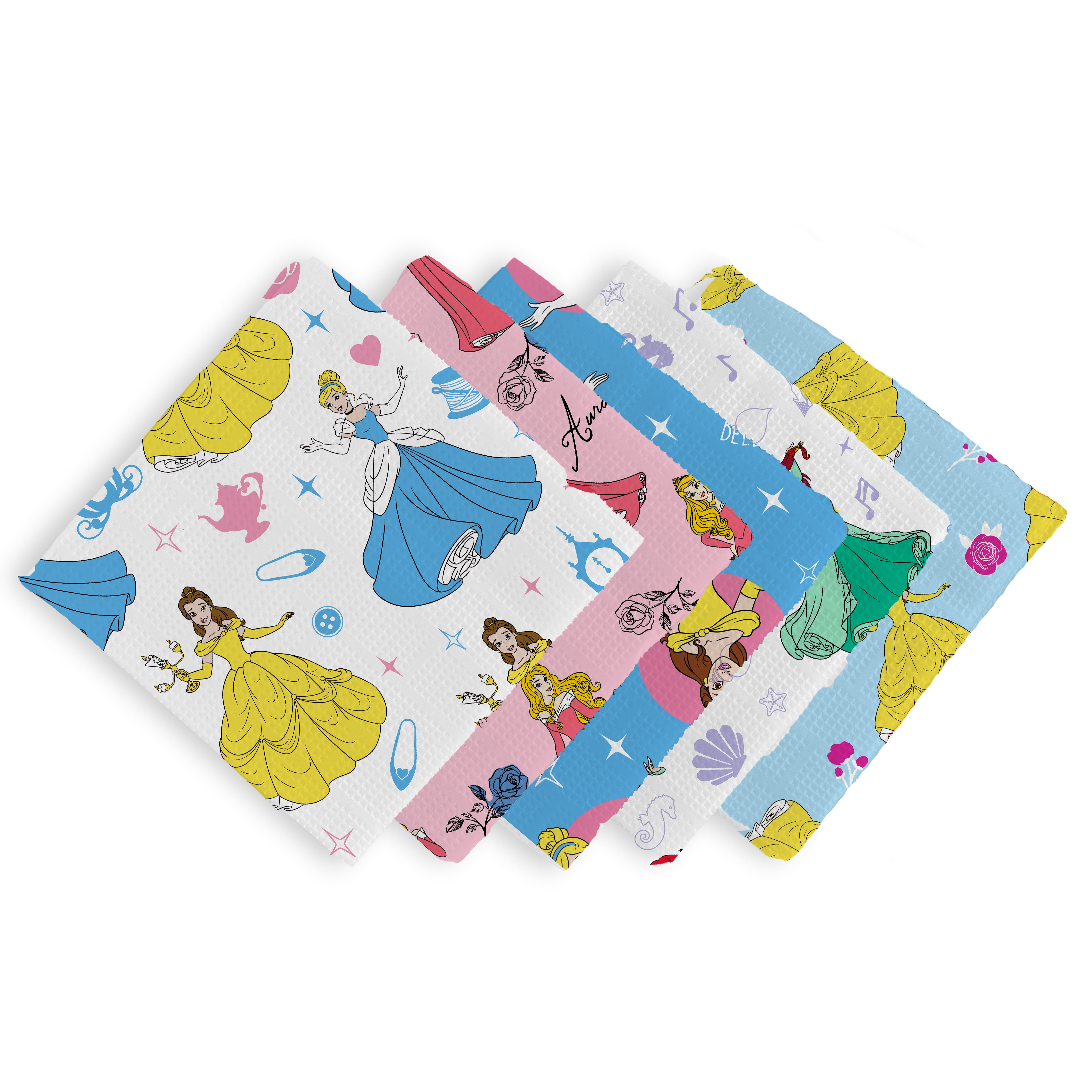 Springs Creative Cotton 21" Disney Princess Multi Explore Your World Assorted Fat Quarter Bundle, 5 Pieces