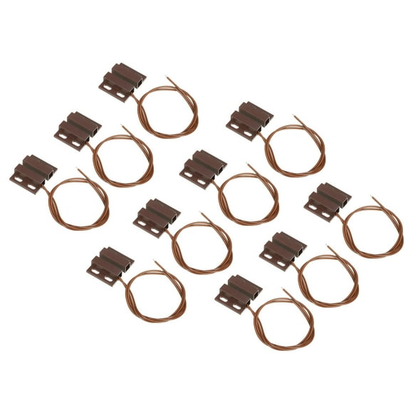 Unique Bargains Magnetic Reed Switch, 10 Pack NC Wired Magnetic Contact Switch, Brown