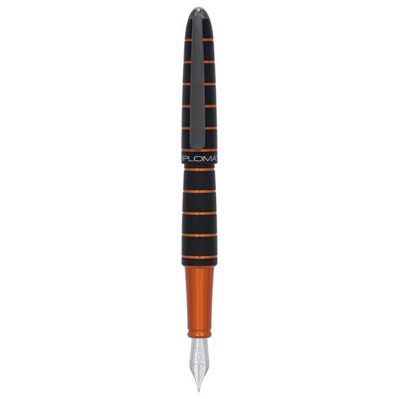 Diplomat D40351028 Elox Black/Orange Aluminum Fountain Pen, Broad