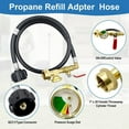 thumbnail image 2 of Propane Tank Adapter for 1 Lb. Tanks,Upgraded Propane Refill Adapter Hose, 4 FT/48 Inch Propane Extension Refill Hose, 2 of 7