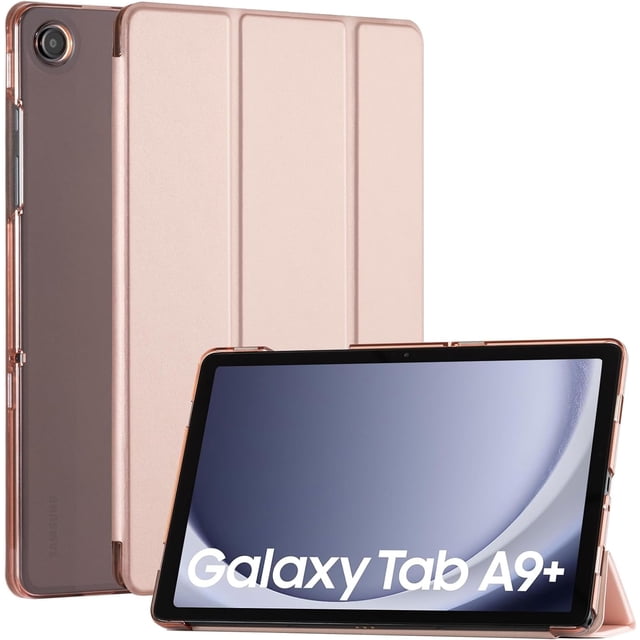 KOMI Case for Samsung Galaxy Tab A9 Plus 2023, Slim Stand Hard Back Shell Protective Smart Cover with Auto Sleep Wake Feature for Samsung Galaxy Tab A9 + 10.9" Tablet, Rose Gold