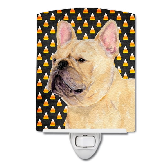 Caroline's Treasures SS4278CNL French Bulldog Candy Corn Halloween Portrait Ceramic Night Light, 6x4x3", multicolor