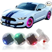 Hhobake Car Tire Wheel Lights, Car Wheel Tire Lights, 4pcs Solar Car Wheel Tire Air Valve Cap Lights ,with Colorful Flashing Motion Sensors ,for Car Motorcycles Bicycles