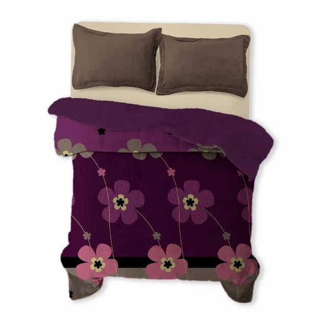 Cobertor con Borrega Matrimonial extra suave Mod VIOLETAS