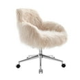 thumbnail image 4 of Linon Fiona Faux Fur Swivel Office Chair with Wheels in Pink, 4 of 4