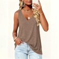 thumbnail image 5 of vzibsiv Womens Flowy V Neck Tank Tops Loose Sleeveless Tunic Shirts for Summer Casual Khaki S, 5 of 6