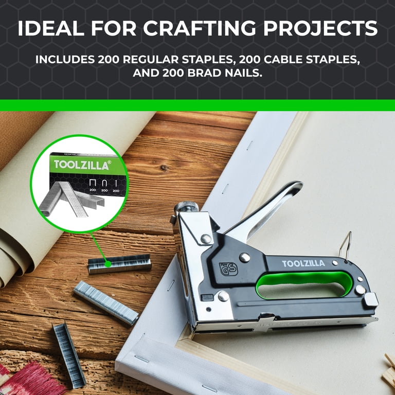 TOOLZILLA Heavy Duty Staple Gun, 600 Piece, Industrial 600 Staples