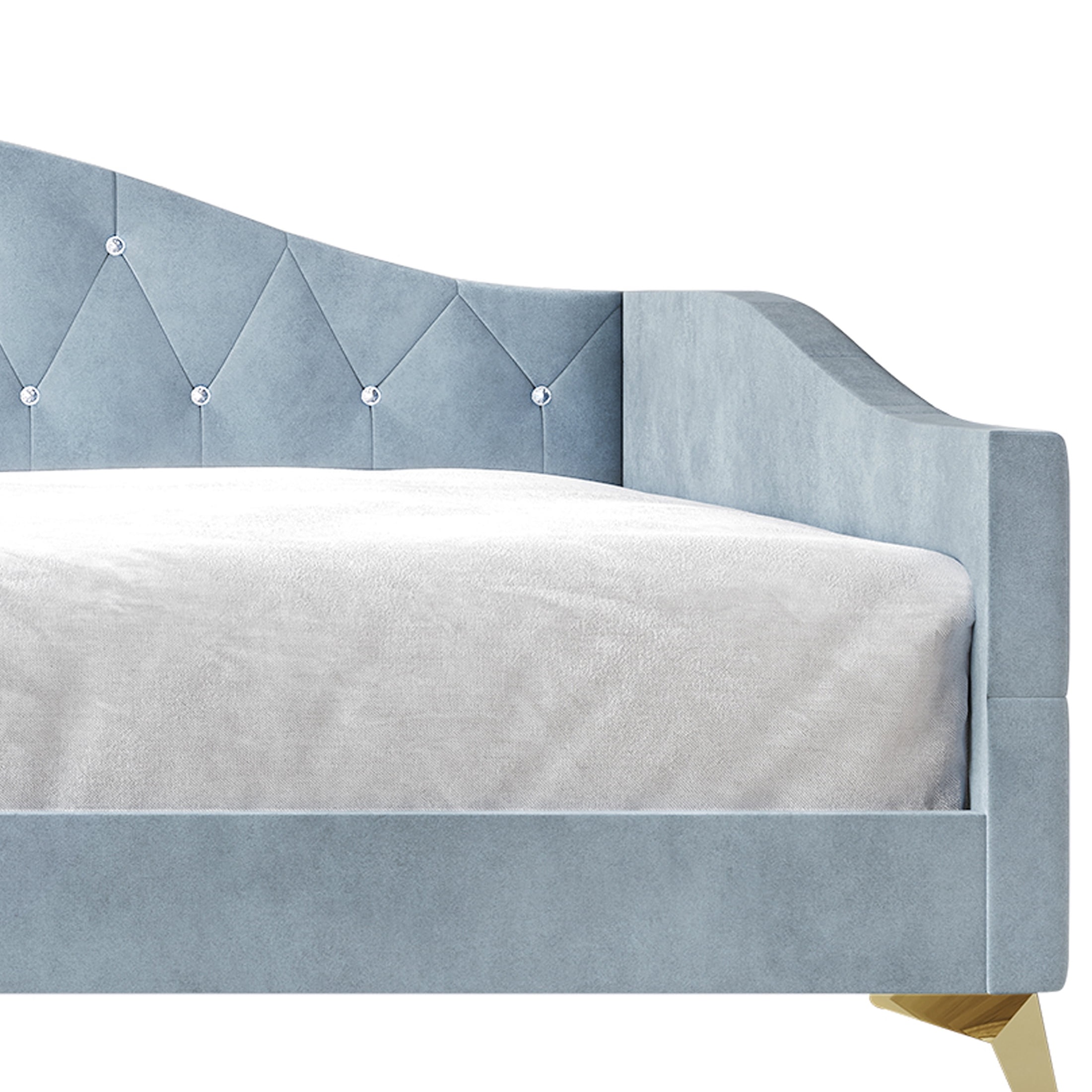 Castle Place Modern Camelback Silhouette Upholstered Tufted Twin Daybed, Light Blue