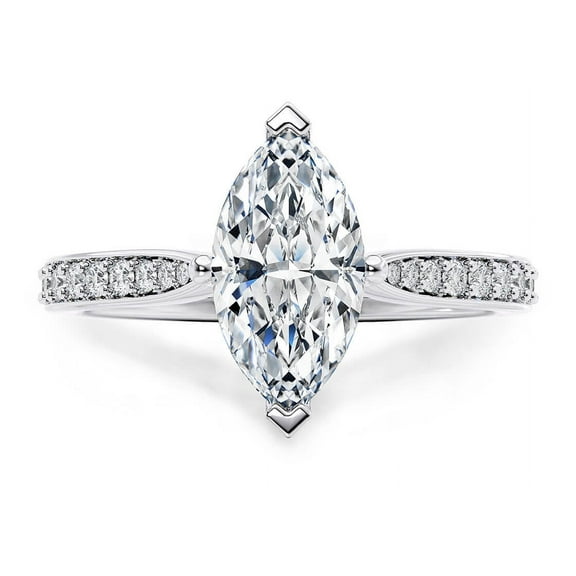 SparklingSplendor 1.5 Ct Marquise cut Moissanite Diamond a thread set Engagement Ring Side Stones – 925 Sterling Silver for Women