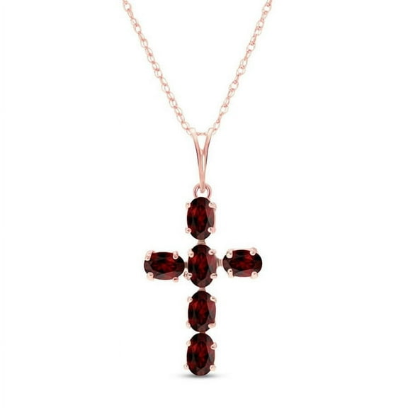 Galaxy Gold 14K Rose Gold Garnet Cross Pendant Necklace - January Birthstone - Passion & Protection - 16" to 24" - Fine Jewelry for Women