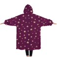 thumbnail image 2 of Oversized Wearable Blanket Hoodie,Purple Christmas Star Pattern Sherpa Blanket Hoodie with Super Pockets,Super Warm Fuzzy Pullover for Women & Men, 2 of 6