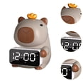 thumbnail image 4 of Figura de carpincho con tapa para caja de pañuelos, reloj despertador LED, altavoz Bluetooth, reloj de escritorio Marrón, 4 of 8