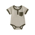 thumbnail image 1 of Gupgi Justaucorps Rayé pour Bébé Garçon 0-12 m, Manches Courtes, Col Rond, Combinaison Côtelée Décontractée, 1 of 9