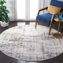 SAFAVIEH Amelia Tucker Trellis Area Rug, Gray/Blue Gold, 6'7" x 6'7" Round