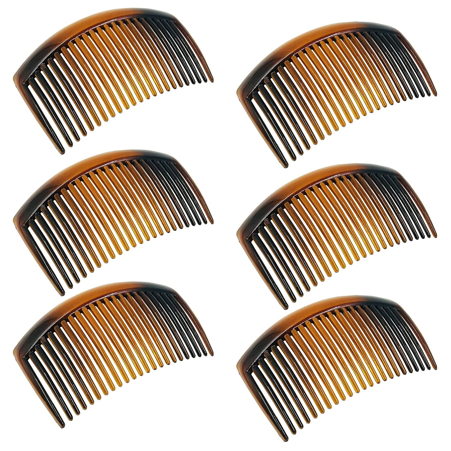 6 Pieces Plastic Side Hair Twist Comb French Twist Comb Hair Clips with Teeth, DaKuan Curved Tortoise Shell Decorative Hair Combs (23 Teeth)（Brown）