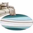 thumbnail image 2 of Area Rug 36in, Abstract Water Ripple Gradient Art Floor Carpet Living Room Rug, Teal White Stripe Beach Non-Slip Welcome Mat Indoor Rugs for Bedroom Dining Room, 2 of 9
